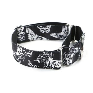 Martingale Greyhound Collar Fabric Black Butterfly Justerbar 3. Bred hund halsband LJ201113