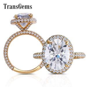 Transgems 14K 585 oro giallo centro 4ct ovale F colore Moissanite anelli di fidanzamento per le donne gioielleria raffinata Y200620