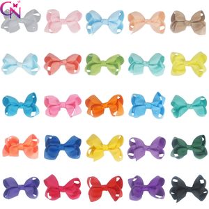 50 Pcs 25 Colors 3" Small Hair Bows With Hair Clips For Girls Kids Mini Boutique Plain Knot Ribbon Bows Hairpin Hair Accessories LJ201226