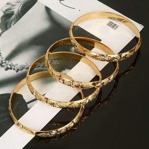 Dubai Gold Color Trendy Bangles for Women Men Wide 8MM Bracelets African Ethiopia Bangles Jewelry F1211