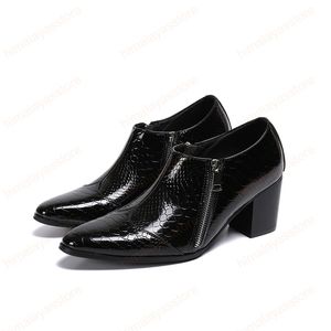 Personality High Heel Men Party Leather Shoes Plus Size Genuine Leather Men Shoes Stage Dance Increase Height Male Dress Shoes