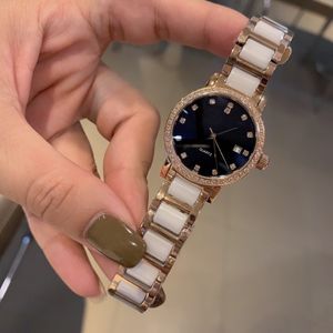 Casual Quartz Women Watch Fashion Geometric square diamond Wristwatches Silver Rose black Ceramic Clock 30mm
