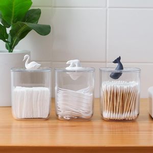 Dispenser Jar Bagno Bagagli plastica Trasparente Holder Vaso per Cotton fioc Trasparente Storage Box