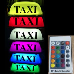 DIY LED TAXI Cab Sign Roof Top Car Super Bright Light Remote Color Change Rechargeable Battery for TAXI Drivers