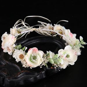 Romantyczny Wedding Hairbands Lady Biały Kwiat Korona Noiva Princess Włęga Więzmy Floral Women Headband Garland Hearwear Ozdoby J0121