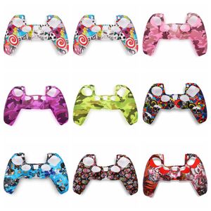 Per PS5 Playstation 5 Skin Soft Gel Custodia protettiva in silicone Grip Custodia Camouflage Skull Cartoon Flower 150 pz / lotto