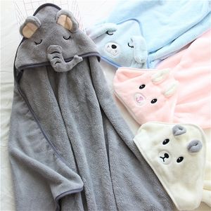 Baby Hug Blanket Spring Winter Autumn Newborn Air Conditioner Quilt Bath Towel Coral Fleece Hat Wrap Warm Birth Blanket Gift LJ201014