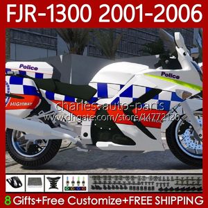 Yamaha FJR-1300 FJR 1300 için OEM Vücut A CC 2001 2002 2003 2004 2005 2006 Kodu 106NO.77 FJR1300A FJR-1300A 01-06 FJR1300 01 02 03 04 05 06 Moto Fairing Kiti Kırmızı Mavi