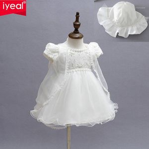 Mädchenkleider Großhandel - Baby Mädchen Taufe Taufe Ostern Kleid Kleid Spitze Satin Stickerei Shwal Formale Kleinkind Party 3 Teile/satz1