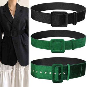 Green Swan Suede Wide Belt Female Decoration With Skirt Coat Sweater Belt Korean Fashion Versatile Silk Flannelette Waist Seal G220301