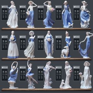 Cerâmica Europeia Figurine Figurine Home Mobiliário de Desktop Decoração Decoração Senhora Ocidental Garotas Porcelana Artesanato Ornamento Qua T200331
