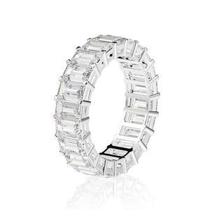 Eternity Smaragdschliff Labordiamant Ring 925 Sterling Silber Verlobung Eheringe für Frauen Schmuck Geschenk