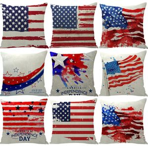 45x45cm Federa per cuscino Giorno dell'Indipendenza Americana Bandiera Federa Federa per Cuscino Divano per Auto Senza inserto
