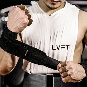 Läder Vikt Lifting Gym Kors Utbildning Handskar Pad med handledsstöd Barbell Crossfit WeightLifting Sport Fitness Glove Q0107