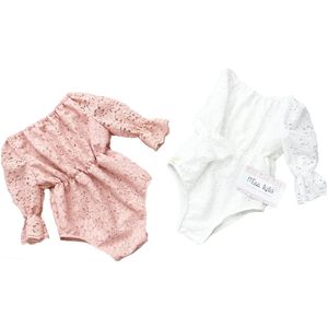 Adoráveis ​​presentes bebê meninas brancas ruffles sino manga romper lace jumpsuit roupas sunsuit verão outfits 201028