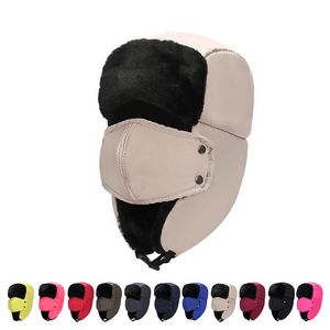 Mens Womens Winter Trapper Chapéu Russo Trooper Earflap De Neve Quente Esqui Máscara Tampão Ao Ar Livre Balaclava Earflap Fur Bomber Bonés com Scarve