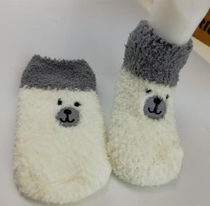 0-2 years old children antislip socks silica gel coral fleece floor socks cartoon infant Warmth stocking toddler