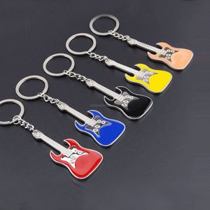 Guitar Keychain Musical Instrument Enamel Guitar Key chains key ring Bag Hangs fashion jewelry will and sandy Black Red Blue