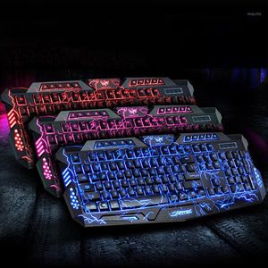 Wholesale usb backlit keyboard for sale - Group buy Mechanical Keyboard Mouse LED Color USB Wired Gaming Keyboard Mouse Cool Colorful Breathing Backlit Waterproof Crack1