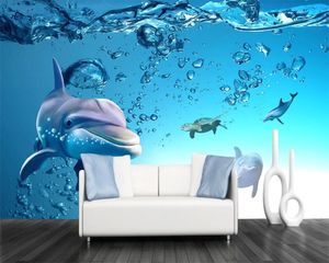 3D Zwierząt Tapeta 3D Home Tapeta Niebieski Ocean Dolphin Tło ściany Premium Atmence Wnętrz Dekoracja 3d Tapeta