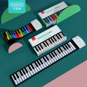 Beiens Portable 49 Keys Digital Keyboard Roll-Up Piano Silicone Electric Hand Piano Gift for Kids Child Toy Musical Instruments LJ200907