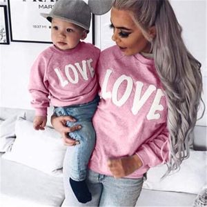 Ladies LOVE Letter Pattern Sweatshirts Fashion Long Sleeve Round Neck Pullover Tops Designer Female Autumn New Casual Parent-child Hoodies