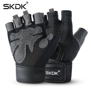 SKDK Breathable Fitness Gym Gloves with Wrist Support Workout Weight Lifting Crossfit Training Cycling Gloves Non-Slip 1Pair Q0107