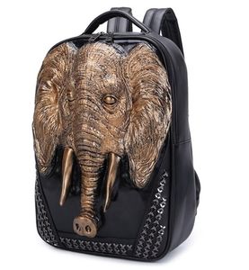 3D -geprägte Männer Rucksack Travel Punk Rock Frauen Leder Rucksack Grimace Owl Schädel Fuchs Löwenmuster Rucksäcke Lustige Schul Umhängetasche