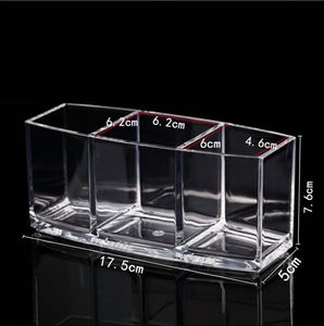 Transparent akryl Kosmetisk Förvaring Box Makeup Borsthållare Arrangör Läppstift Ögonbryn Penna Badrum Storage Display Stand V2