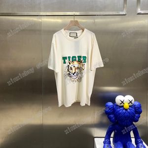 Anime T Shirts оптовых-22ss мужские женские дизайнеры футболки Tee Tiger Head Head Animal Print с коротким рукавом мужчина экипаж шеи парижская мода уличная одежда белый черный XS L