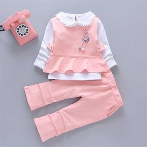Children Girl Spring Autumn Suit Female Baby Clothing Thin Kids Long Sleeve Fashion 1 2 3 4 Years Old Clothes Set 211224