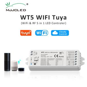 Tuya LED تحكم 5 في 1 باهتة cct rgb rgbw rgbw rgbww rgbww rgbww rgbww rgbww smart life wifi 2.4g rf اللاسلكية البعيدة تحكم 12V 24V WT5