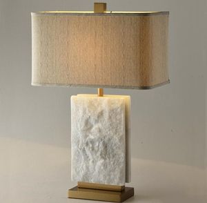 American style table lamp Retro Rural Marble Iron E27 led bulb gold color metal art decotation luxury Living Room Bedroom light