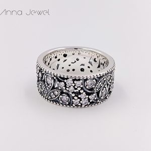 Estetyczna biżuteria ślub boho styl zaręczynowy diament połyskujący liście Pandora pierścienie dla kobiet mężczyzn para palec pierścień zestawy urodziny valentine prezenty 190965cz