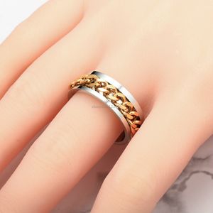 Fashion Removable Spin Ring band rings Stainless Steel Rotatable gold chains women men rings Fine jewelry will and sandy gift