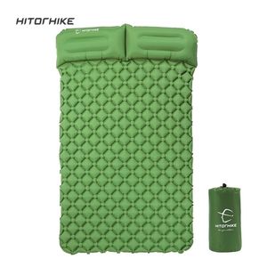 Hitorhike innovative sleeping pad fast filling air bag camping mat inflatable mattress with pillow life rescue 1.2g cushion 220216