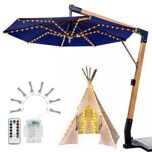 Lampada da tenda con telecomando per ombrellone, impermeabile, 8 modalità, pali per lanterna, luci a led, lampada da matrimonio natalizia