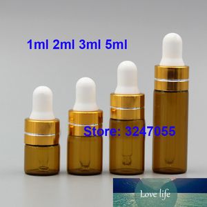 1ml2ml3ml5ml amber пустой ароматерапию эфирное масло бутылки стеклянные, коричневые флаконы капельницы с стеклянной пипеткой, 50/100 / 200 шт.