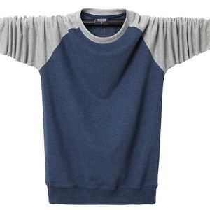 Men Autumn Long T-shirt Patchwork Design Slim Fit Loose Casual Cotton T Shirt O Neck Basic TOP TEES Plus Size 5XL 6XL 220115