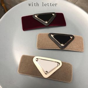 Hot Leather Triangle Hair Clip with Stamp Women Girl Triangle Letter Barrettes Fashion Hair Accessories High Quality