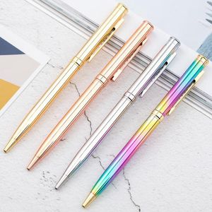 New Creative Cute Color Rainbow Rose Gold Ballpoint Pen Metal Luxury Pen for School Office Writing Supplies Student Kawaii Stationery