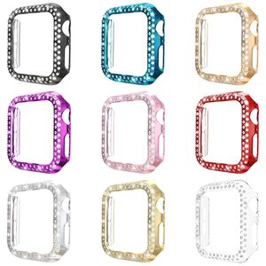 Wholesale apple watch screen cover 38mm resale online - Woman Luxury Two Rows Diamond smartwatch Case for Apple watch PC Armor Cover For iwatch mm mm mm mm Screen Protective fram Good quality