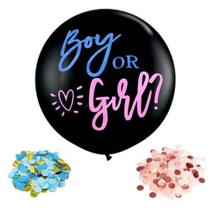 1 Set Junge oder Mädchen Ballon Geschlecht offenbaren Baby-Dusche Konfetti schwarz Latex Ballon Startseite Geburtstag Party Dekoration Geschlecht offenbaren Y0107