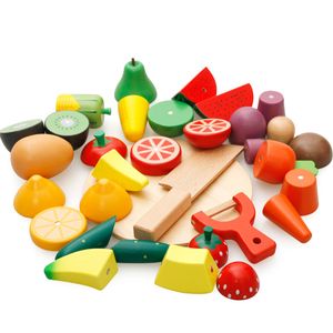 Kinder Küche Lebensmittel Täuschen Spielzeug Obst Fisch Gemüse Blöcke Kinder Schöne Holzspielzeug Spielhaus Spielzeug Baby Geschenke LJ201007