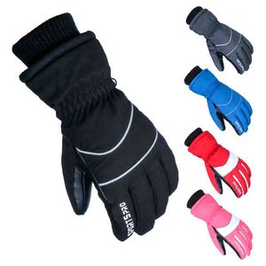 Meninos meninos meninas inverno ski neve luvas touchscreen preto cinzento vermelho outdoor quente snowmobile mittens à prova d'água 220112