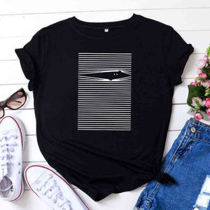 JcGo Kvinnor Sommar T-shirts Bomull Korta ärmar Estetisk Grafisk Utskrift Dam Regular Round Neck Casual Tshirts Basic Tops Tees G220310