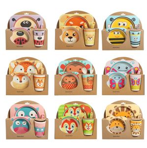 Bamboo fiber Dinnerware Sets children's tableware set grid plate creative cartoon rice bowl gift customization