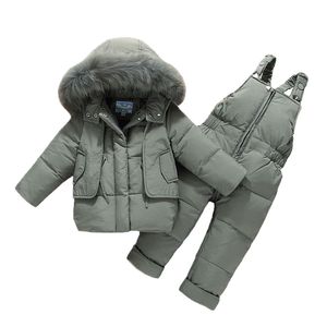 2020 inverno jumpsuit para bebê menino menina roupa conjunto macacão para crianças 2pcs set toddler snowsuit 0-3 anos velho lj201126