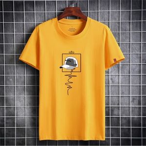 T Gömlek Moda Erkekler Yaz Kısa Kollu Pamuk T-shirt Yüksek Kalite Desen Basit Stil Artı Boyutu S - 6XL Beyaz Giyim 220309