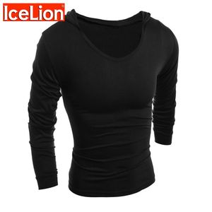 ICelion 2020 Yeni Bahar Yaz Lagre Boyutu T Gömlek Erkekler Moda Rahat Katı T-Shirt Whit Şapka Slim Fit Uzun Kollu Erkek Tee Gömlek